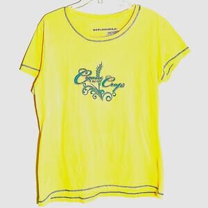 Bit & Bridle Tee Women's Sz 2XL Yellow Short Sleeve Cotton Graphic Print T-shirt